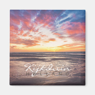 Imán Puesta de sol sobre playa y mar