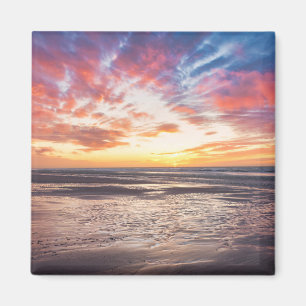 Imán Puesta de sol sobre playa y mar