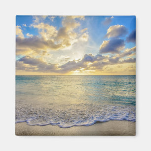 Imán Puesta del sol de Aruba sobre el mar móvil