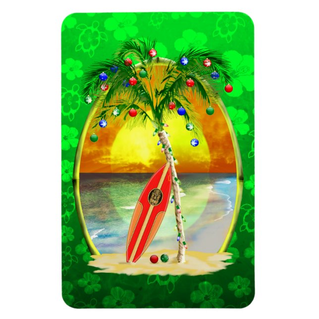 Imán Puesta del sol de la playa del navidad (Vertical)