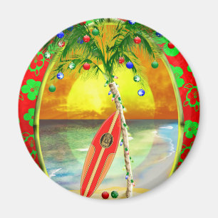 Imán Puesta del sol de la playa del navidad