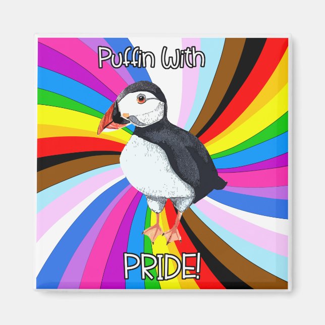Imán ¡Puffin Con Orgullo! - LGBTQ+ (Frente)