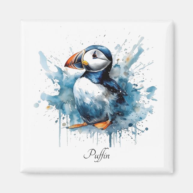 Imán Puffin Splash, personalizado (Frente)