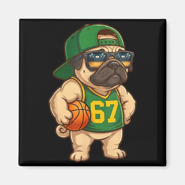 Imán Pug Basketball Dog 67 Gen Alpha Slang Srts Men Boy (Frente)