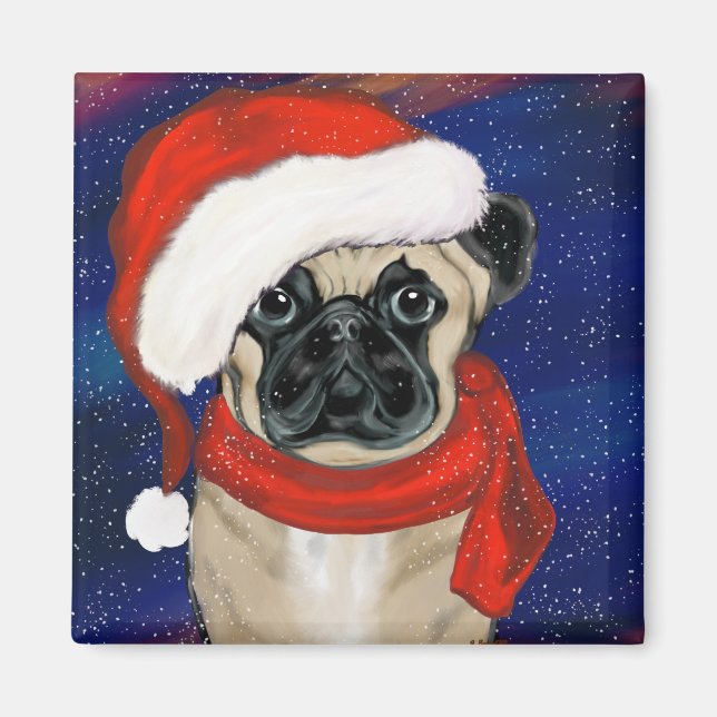 Imán Pug Christmas (Frente)