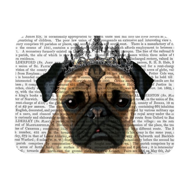 Imán Pug Con Tiara (Horizontal)