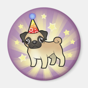Imán Pug de cumpleaños