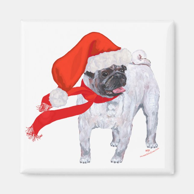 Imán Pug de Navidad (Frente)