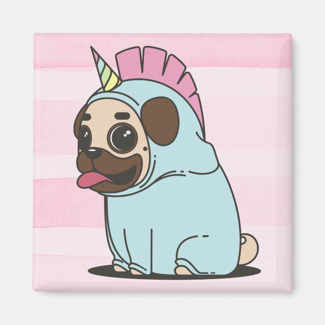Imán Pug de Unicorn (Frente)
