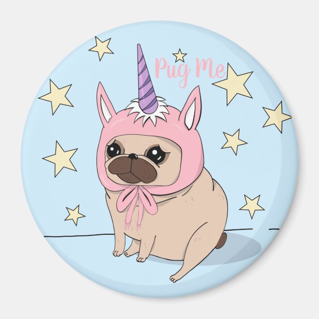 Imán Pug de Unicorn (Frente)