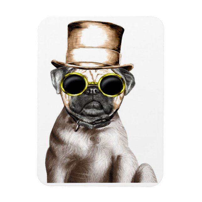 Imán Pug De Vapor Realmente Cuidado Con Gafas (Vertical)