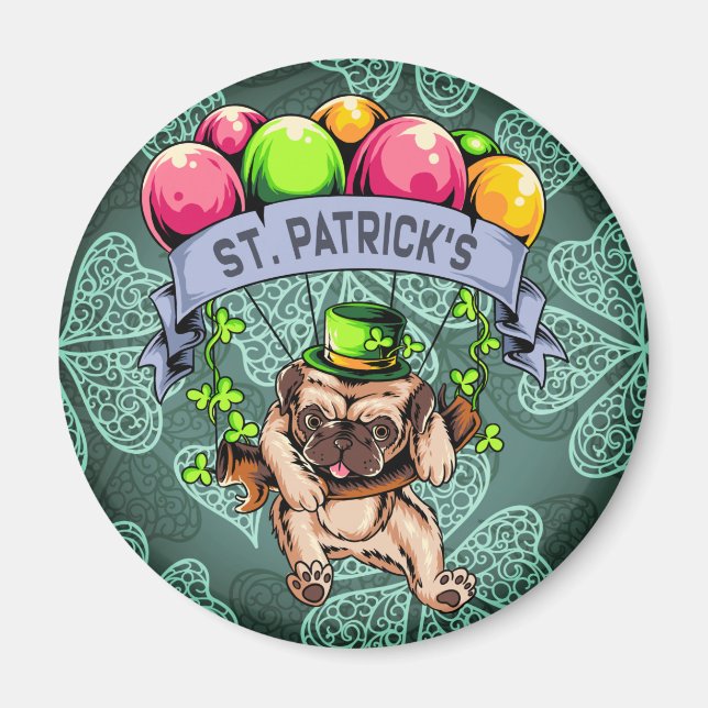 Imán Pug del Día de San Patricio (Frente)