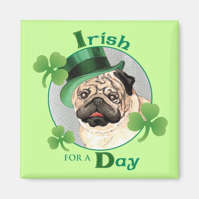 Imán Pug del Día de San Patricio (Frente)
