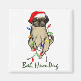 Imán Pug Dog Bah Humpug Navidades graciosos