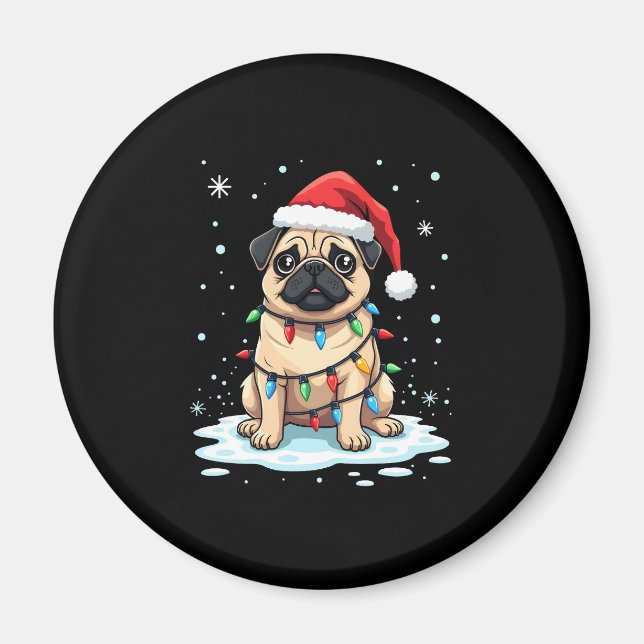 Imán Pug Dog Christmas Men Women (2) (Frente)