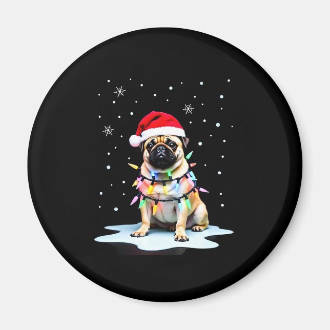 Imán Pug Dog Christmas Men Women (3) (Frente)