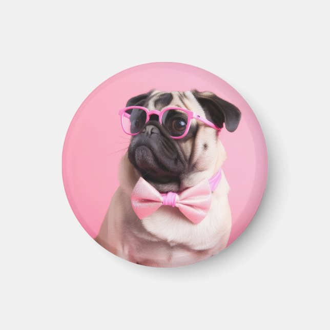Imán pug dog wearing bow (Frente)