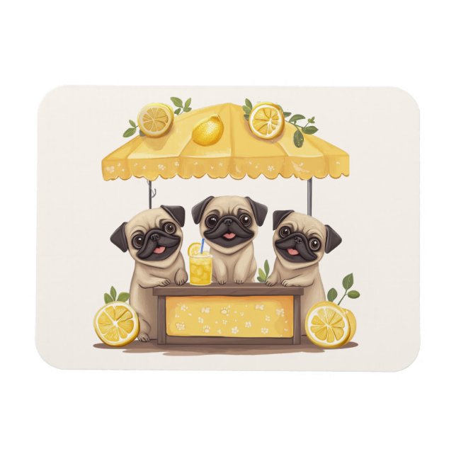 Imán Pug Dogs Lemonade Stand (Horizontal)