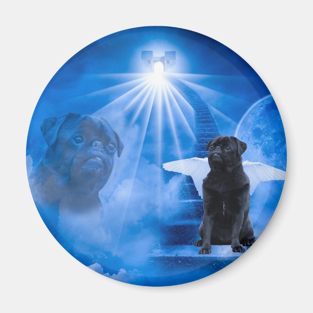 Imán Pug en el cielo como solidaridad de ángel (Frente)