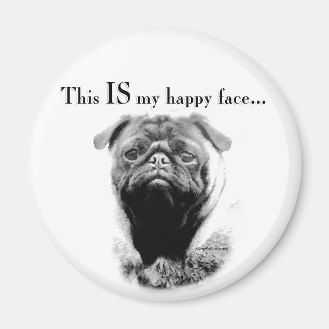 Imán Pug Happy Face (Frente)