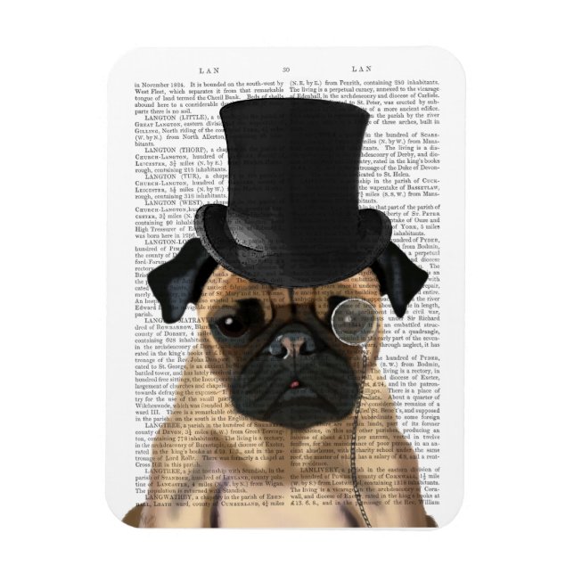 Imán Pug, hebilla formal y Gorra (Vertical)