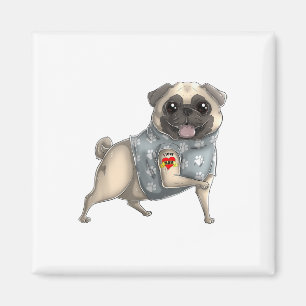 Imán Pug I Love Mom Tattoo Dog Shirt Funny Día de la Ma