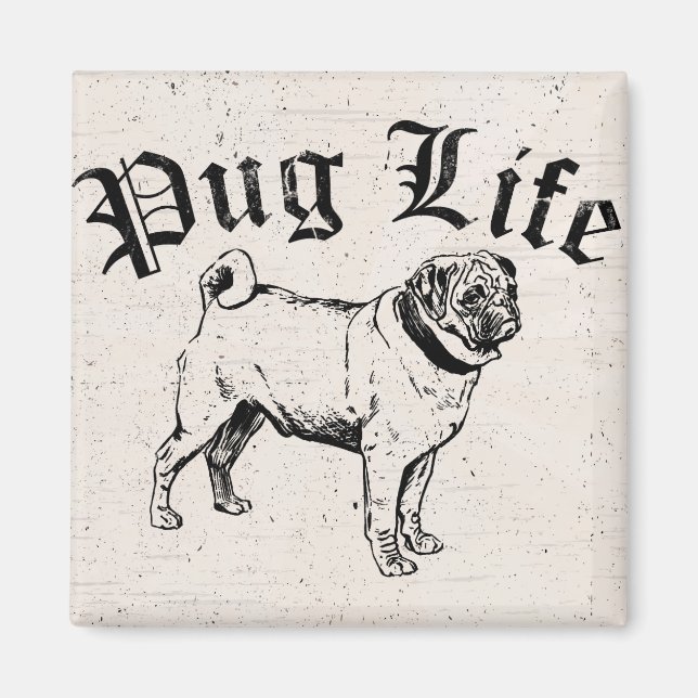 Imán Pug Life Funny Dog Gangster (Frente)