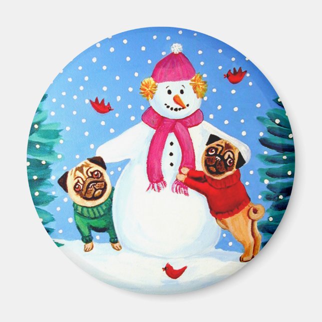 Imán Pug Magnet Frosty's Helpers (Frente)