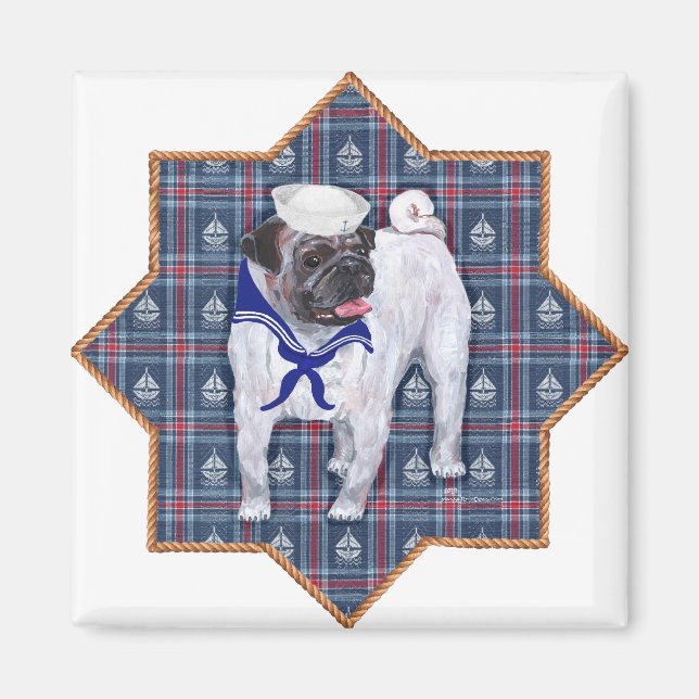 Imán Pug Marinero (Frente)