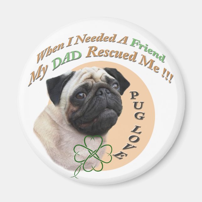 Imán Pug Mi Papá Me Rescató (Frente)
