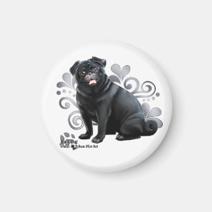 Imán Pug negro