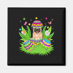 Imán Pug Perros Feliz Pascua Conejo Caza de Huevos Pug