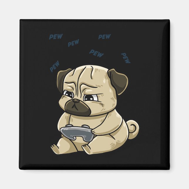 Imán Pug Pew Gamepad Cute Hob (Frente)