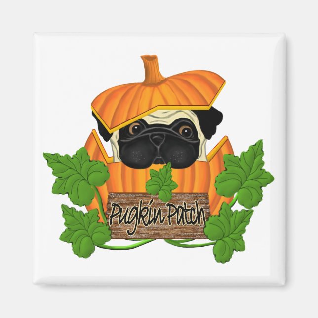 Imán Pug Pumpkin Patch (Frente)