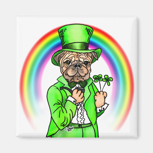 Imán Pug St Patrick's Day Magnet (Frente)