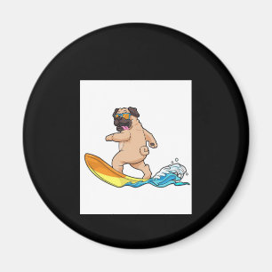 Imán Pug Surfing Surfing Surfboard Pug con lentes