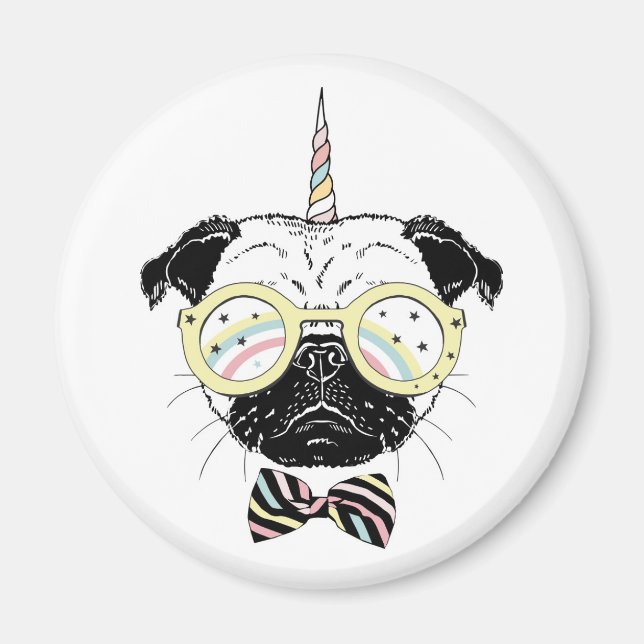 Imán Pug Unicorn | Ser único (Frente)
