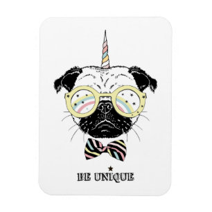 Imán Pug Unicorn   Ser único
