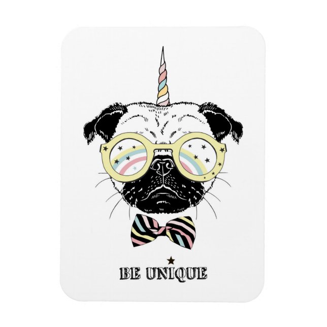 Imán Pug Unicorn | Ser único (Vertical)