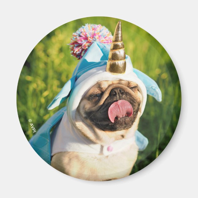 Imán Pug unicornio (Frente)