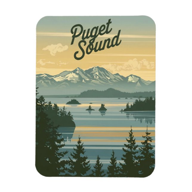 Imán Puget Sound Washington Vintage (Vertical)