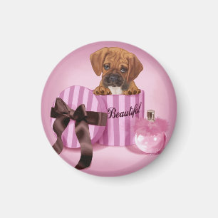 Imán Puggle en caja redonda rayada