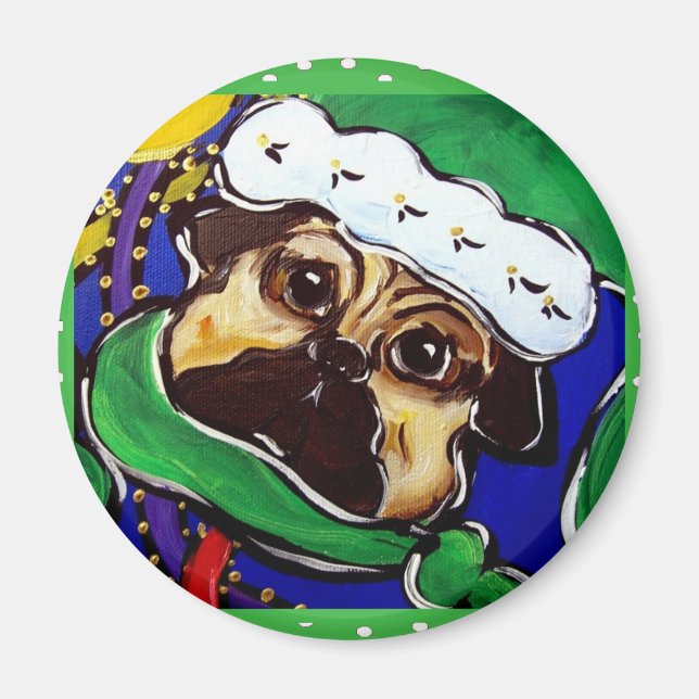 Imán Pugs Navideños Adorables (Frente)