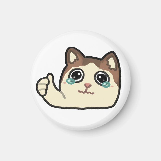 Imán pulgar hacia arriba gato llorando (Frente)