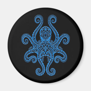 Imán Pulpo azul complejo en negro