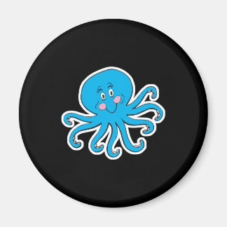 Imán pulpo azul feliz