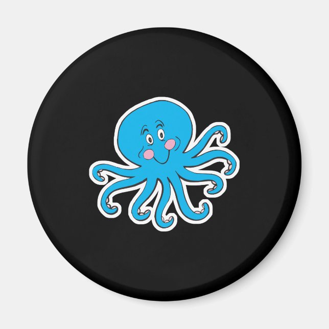 Imán pulpo azul feliz (Frente)
