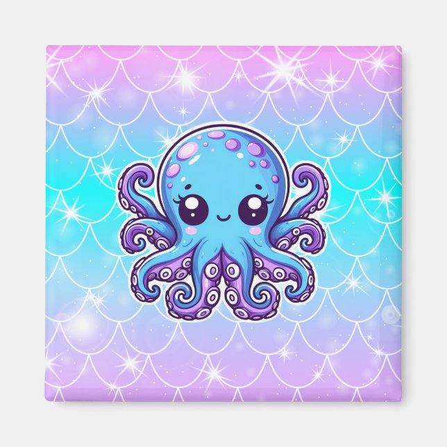 Imán Pulpo azul lindo (Frente)