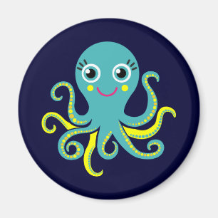 Imán Pulpo azul y amarillo