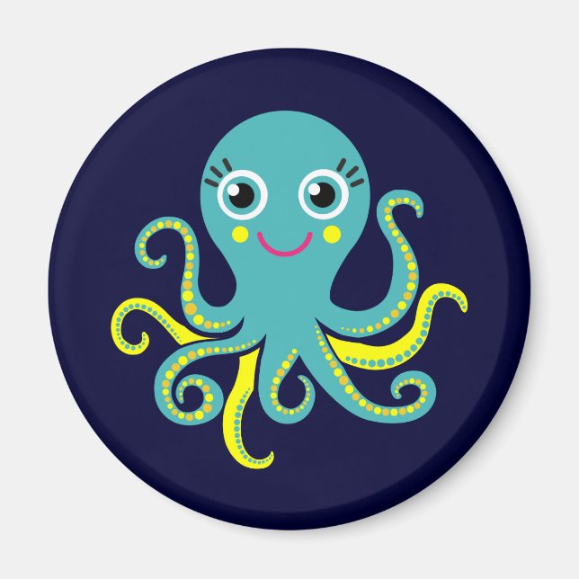 Imán Pulpo azul y amarillo (Frente)